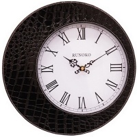 Кожаные часы черные Runoko Leather Black Clock