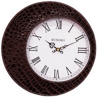 Кожаные часы коричневые Runoko Leather Brown Clock