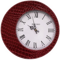 Кожаные часы красные Runoko Leather Red Clock